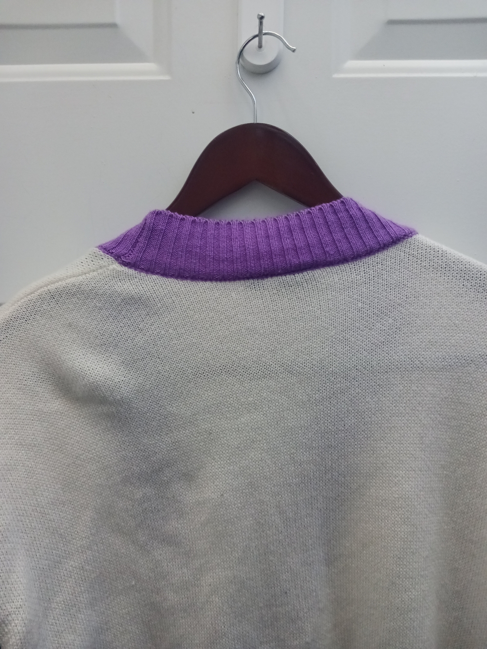Oversized Cream & Purple Graphic Cardigan Sweater - The Nightmare Collection - Picture 9 of 10